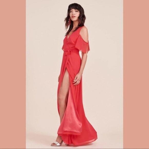 BB Dakota RSVP Maxi Wrap Dress Deep V-Neck Ethereal Fairycore Romantic Sz S - Picture 1 of 14